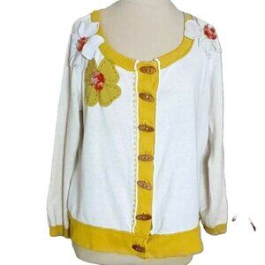 Retro Twee Academia Cardigan Anthropologie Floral Sweater Nick & Mo Pin Up